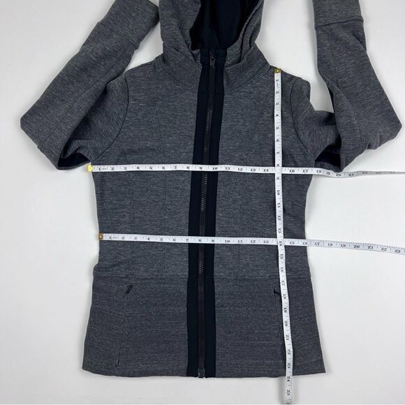Athleta Fitted Victory Hoodie Jacket Heathered Charcoal Grey - Picture 10 of 11
